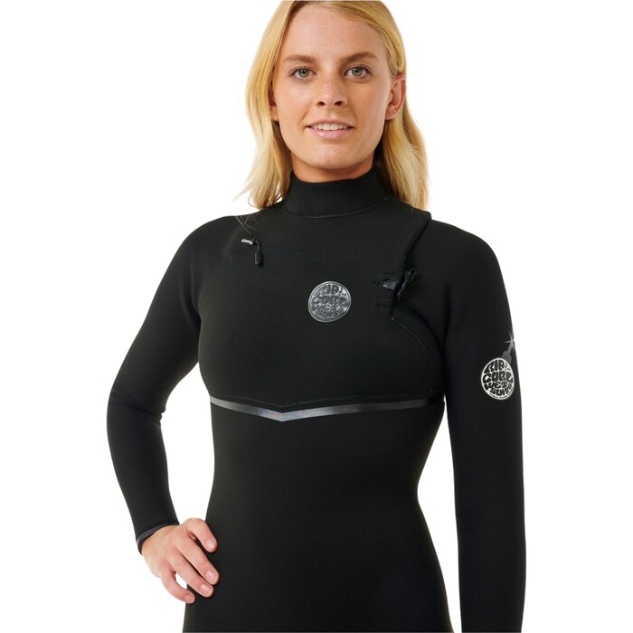 2024 Rip Curl Frauen E-Bomb 3/2mm Brustreiverschluss Neoprenanzug 15NWFS - Black